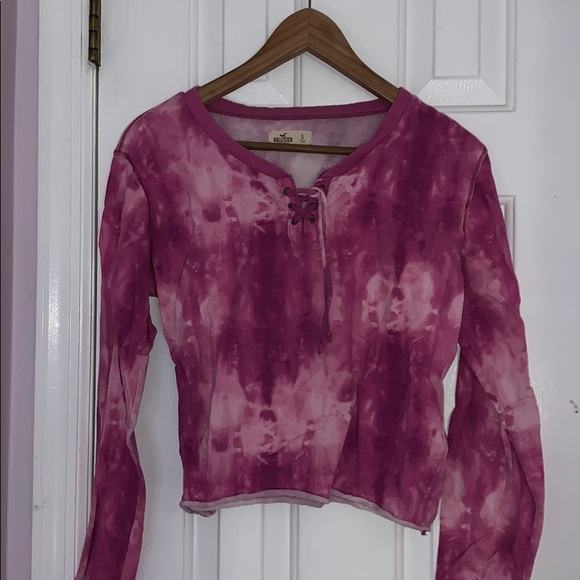 Hollister Tops - Hollister Pink Tie Dye Cropped Sweatshirt